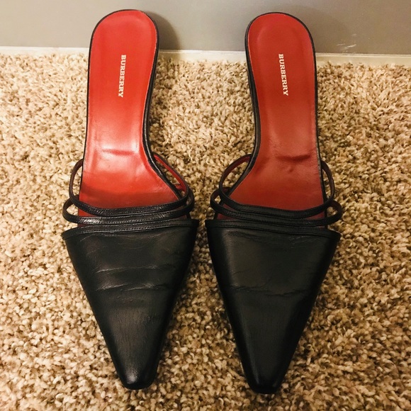 Burberry Shoes - Burberry Black Leather Clogs Size 38.5